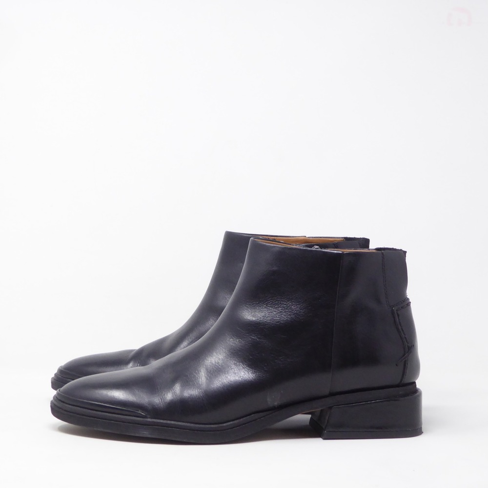Franco Sarto Nemi Women Ankle Boots Black Leather Side Zip Block Heel 8M